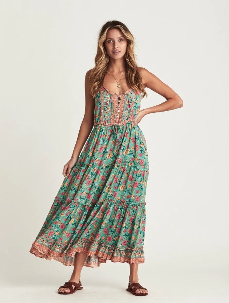 CLOVER Bohemian Cottage Floral Print Dress Cocktail Party - Etsy