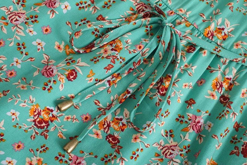 ARIANA Long Sleeve Floral Blouse Boho V Neck Tie Bow Shirt Etsy