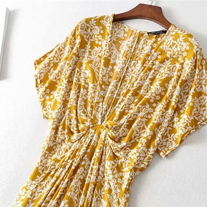 TINA Bohemian Yellow Deep V Neck Maxi Floral Dress Boho Dresses for ...