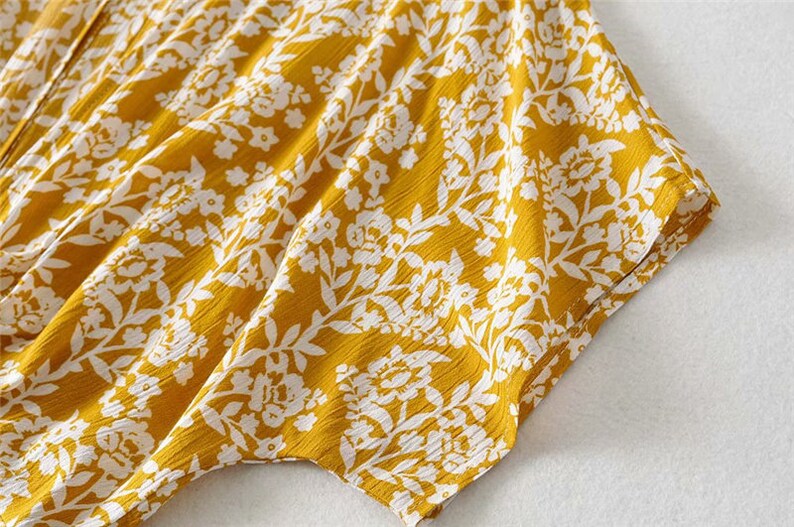 TINA Bohemian Yellow Deep V Neck Maxi Floral Dress Boho Dresses for ...