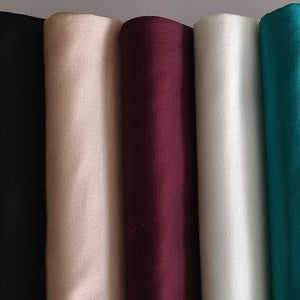 Silk Satin Linen Sold by Half Yard, Blend of Silk Satin and Flax Fibres, Satin Linen Fabric, Heavy weight Satin Fabric