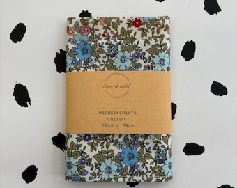 Handkerchiefs/ hankies. Pack of two. Cotton reusable floral set. Women's/ Ladies