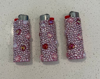 Pink Heart Bedazzled Lighter