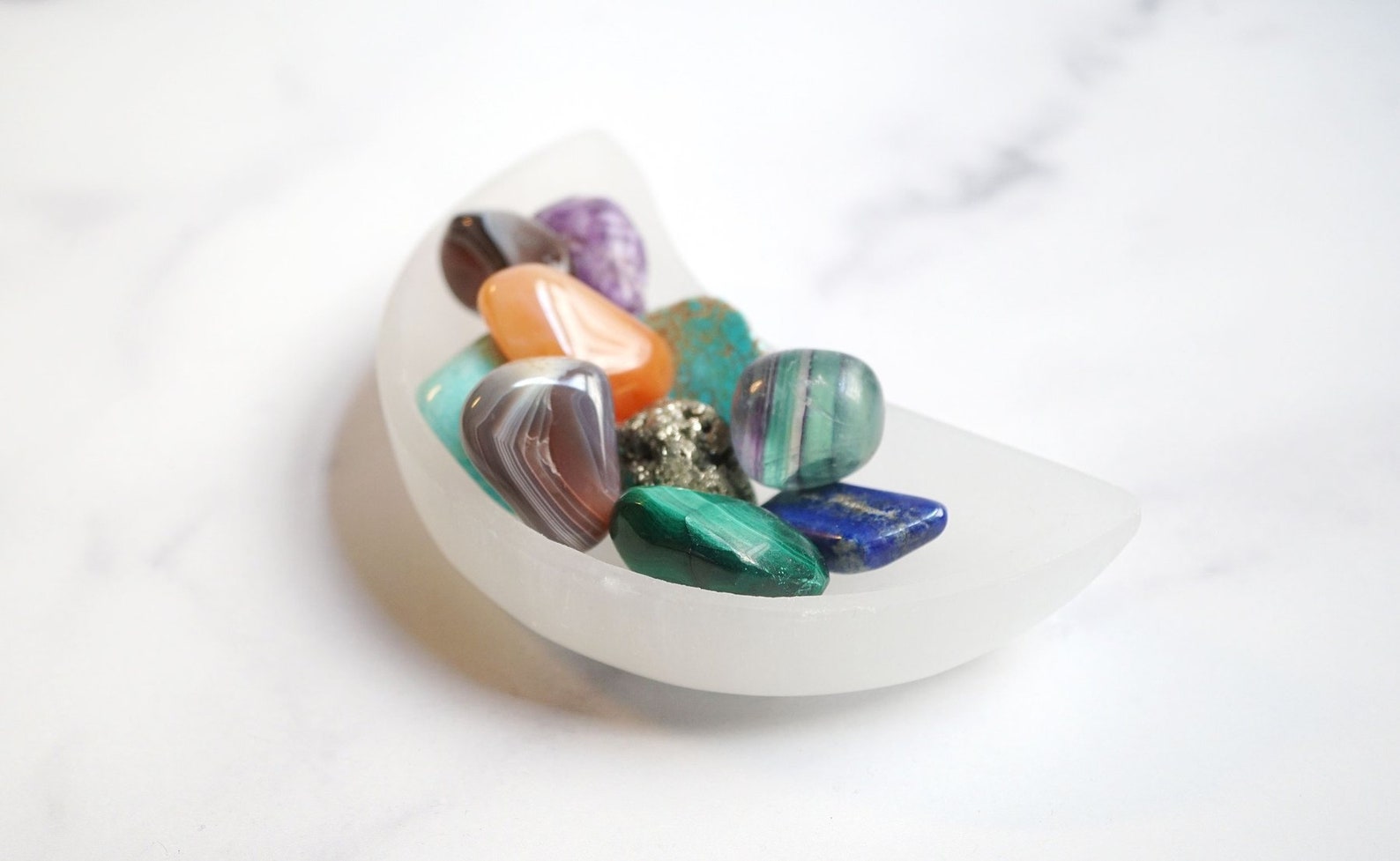 Selenite Crystal Charging Plate Moon Shape Etsy