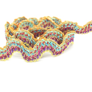 Zackenlitze 13 mm Bunt Gold Borte Dekoband Zierband Zierborte