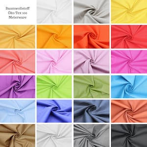 NEW COLORS! Cotton fabric plain/single color Öko Tex 100 meters sold in various colors