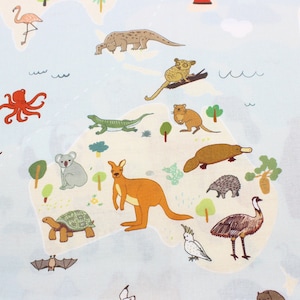 NEU! Baumwollstoff Welkarte Tiere Kinderstoff Öko Tex 100 Meterware