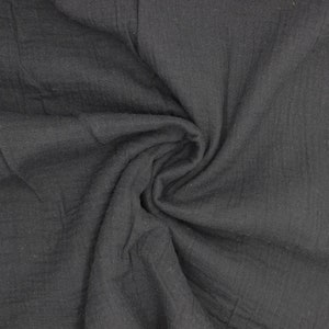 Musselin Schwarz Uni Double Gauze Baumwolle Meterware