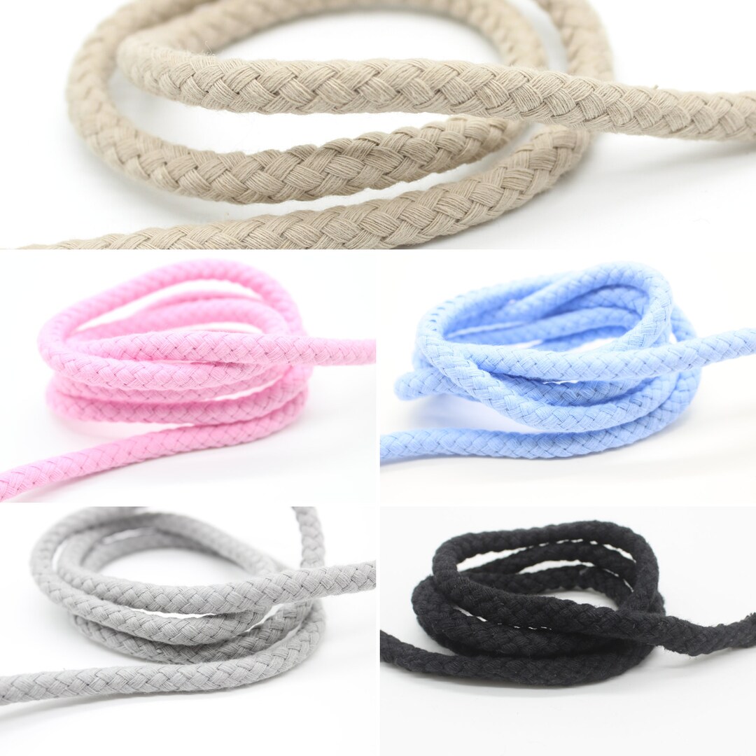 Baumwollkordel 8mm Beige Rosa Hellblau Grau Schwarz Jogger