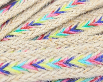 Jute ribbon 25 mm bag strap colorful natural tones natural fiber rainbow