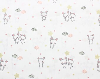 Cotton Fabric Mice Love Gold Glitter Children's Fabric Meterware Öko Tex 100
