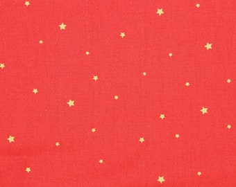 Baumwollstoff Weihnachten Rot mit kleinen Sternen Weihnachtsstoff Meterware Poppy Stoffe