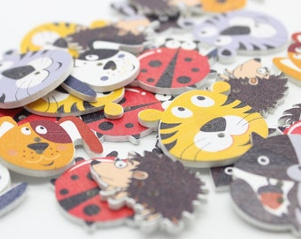 Wooden Button Animals Mix