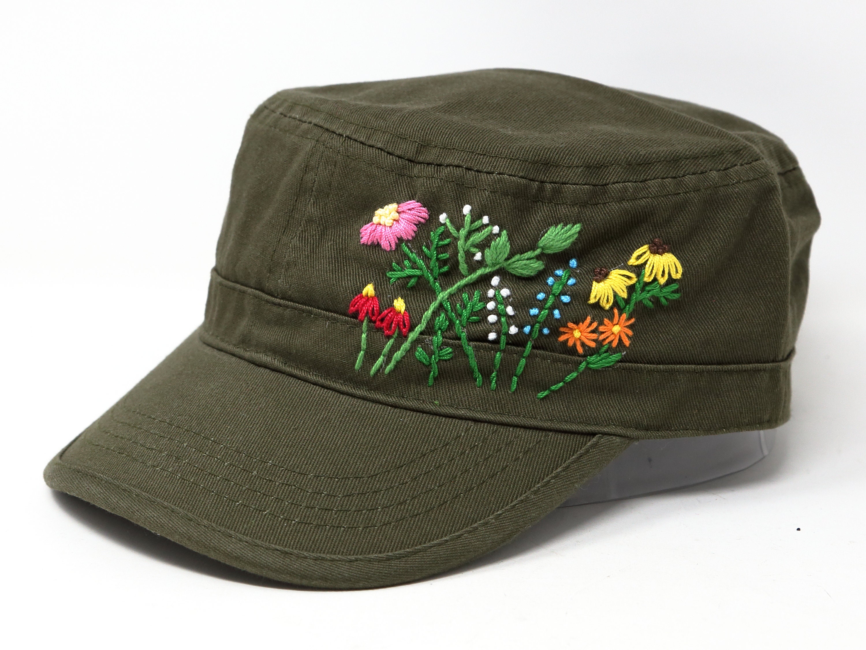 TTT_MSW×ACRMTSM FLOWER EMBROIDERY CAP Flower Embroidery Women Baseball Cap, Hand Stitched Hat With