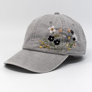 Floral Hand Embroidered Baseball Cap | Boho Cottagecore Hat ...