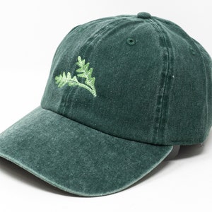 Arugula Embroidered Green Leaf Baseball Cap, Washed Cotton Curve Brim Summer Hat image 4