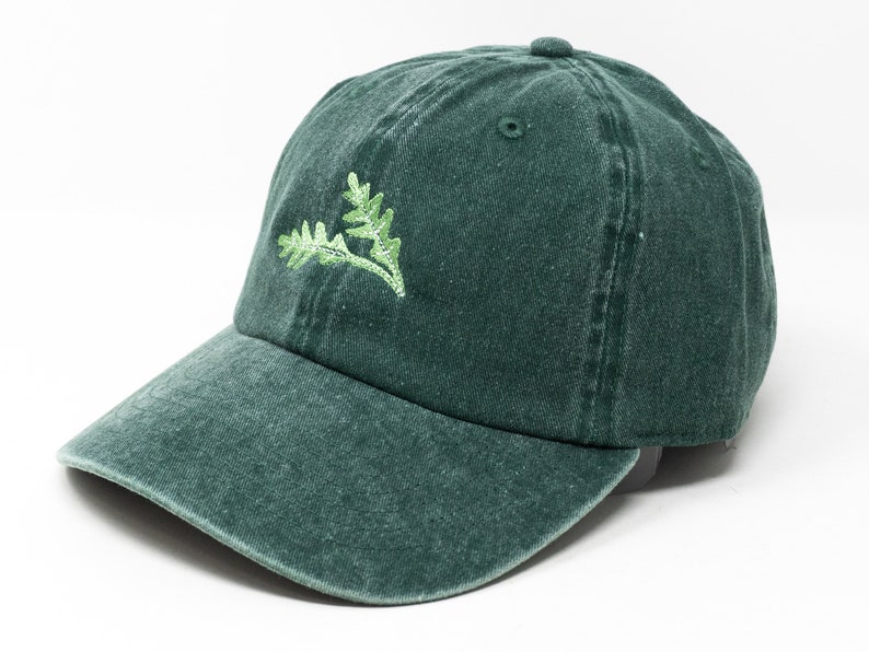 Arugula Embroidered Green Leaf Baseball Cap, Washed Cotton Curve Brim Summer Hat image 4