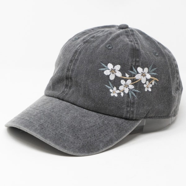 Gorra de béisbol con bordado de flores y temática navideña, de algodón lavado y ala curva para verano.