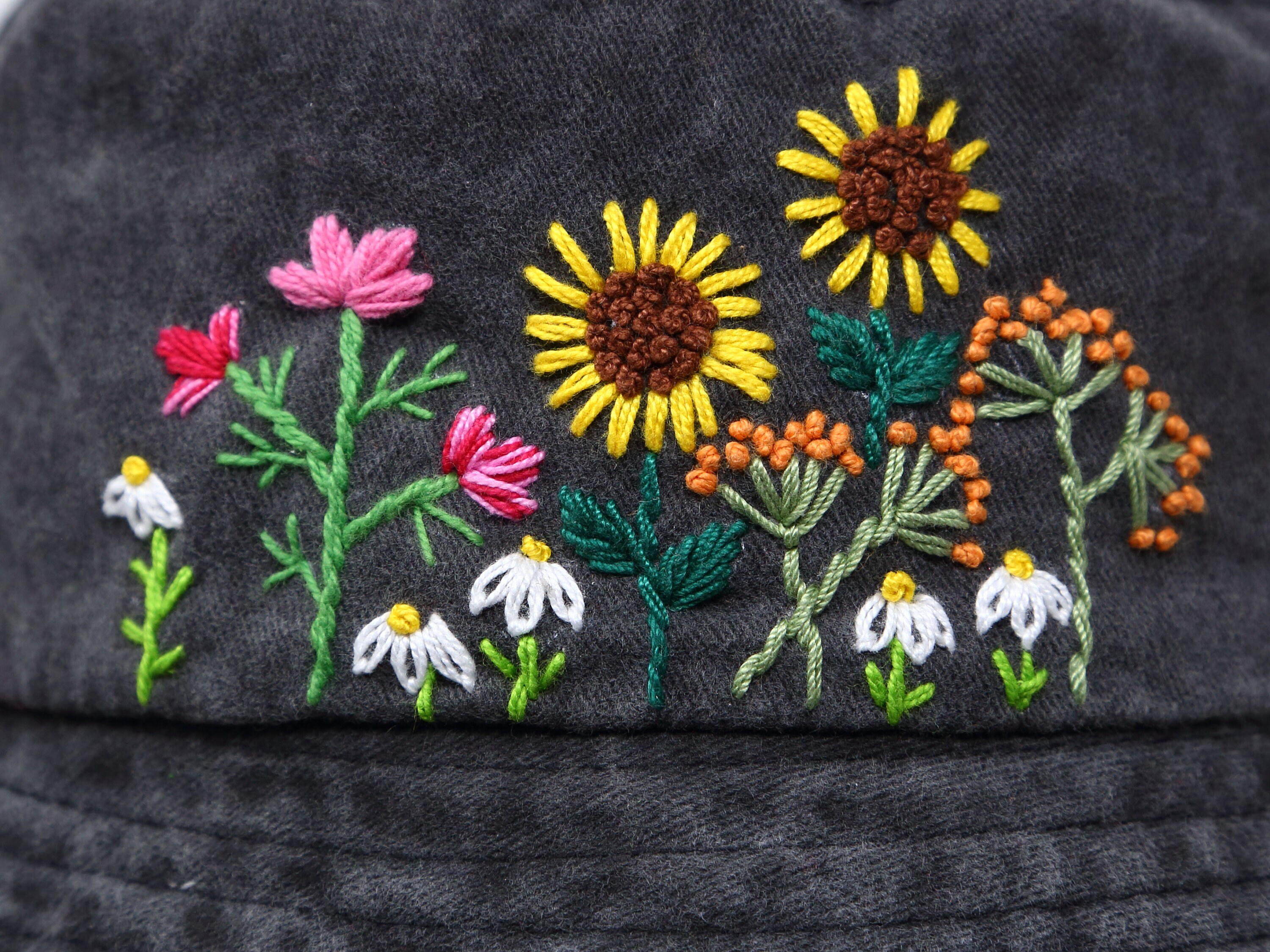 帽子 TENDER PERSON BACHET HAT FLOWER Retro Denim Bucket Hats for Women Ladies Trendy Flowers Jean