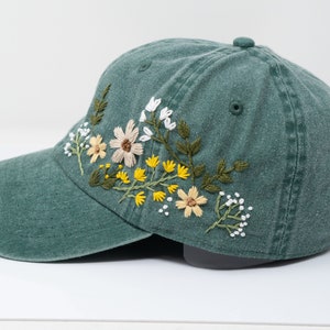 Hand Embroidered Floral Baseball Cap | 100% Cotton Hat | Botanical ...