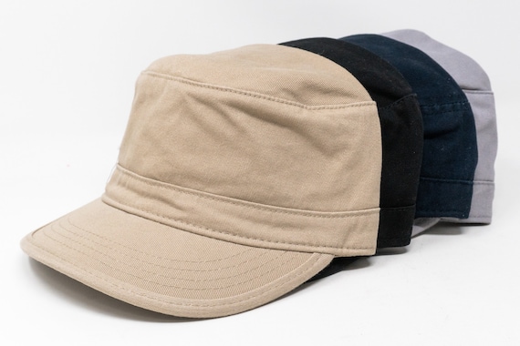 ★BEYOND CLOSET★HAND PRINTING WASHING COTTON MILITARY CAP Krisphily Classic Cotton Flat Top Military Cadet Cap,Army