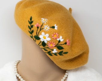 Coquette Floral Wool Blended Beret Hat