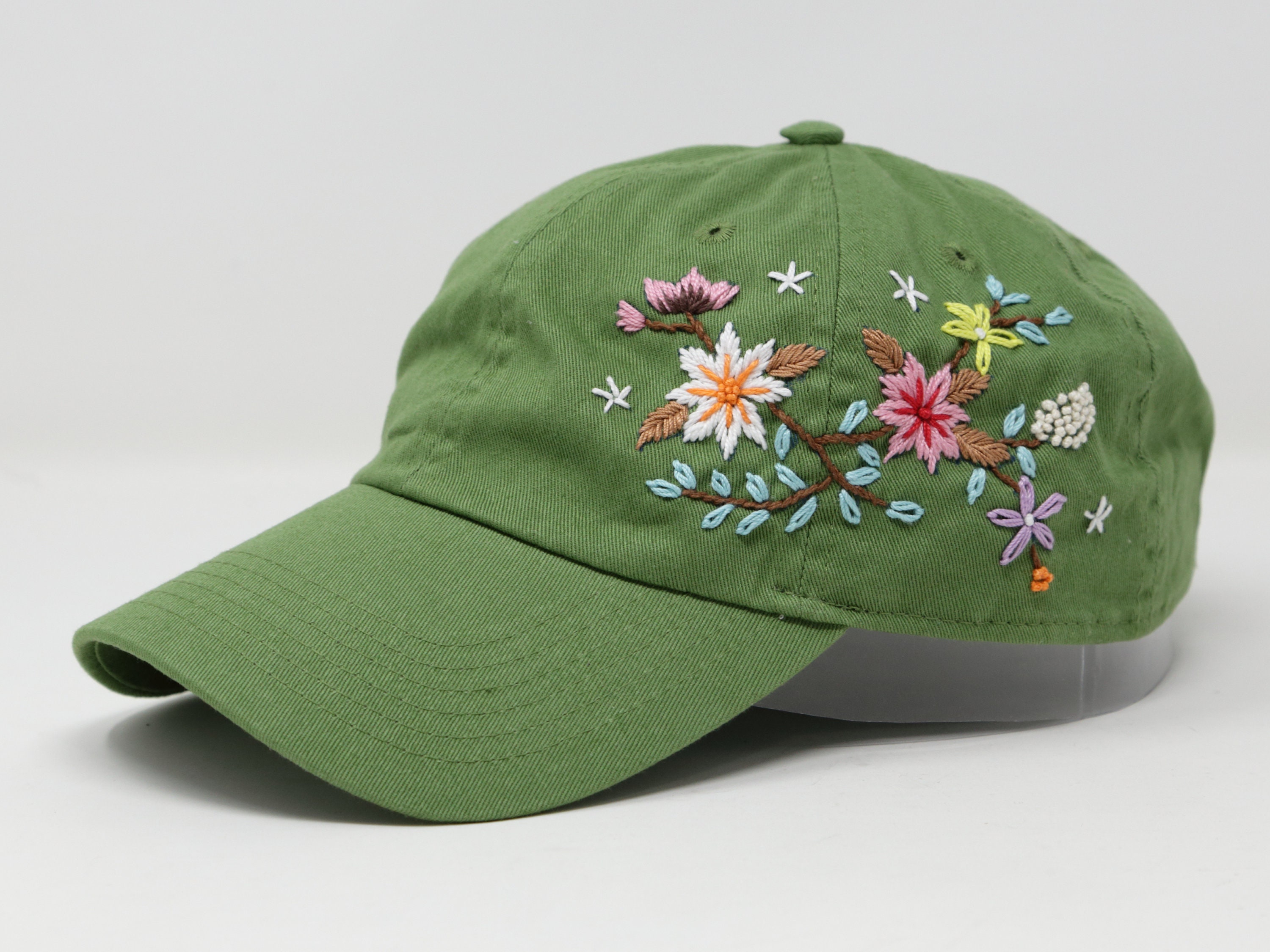 Cotton Baseball Cap Hand Embroidered 