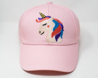 Casquette de baseball brodée licorne pour enfant, chapeau de soleil d'été pour enfant à bord incurvé, chapeau de fille licorne mignonne