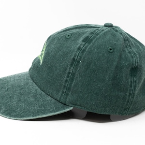 Arugula Embroidered Green Leaf Baseball Cap, Washed Cotton Curve Brim Summer Hat image 3