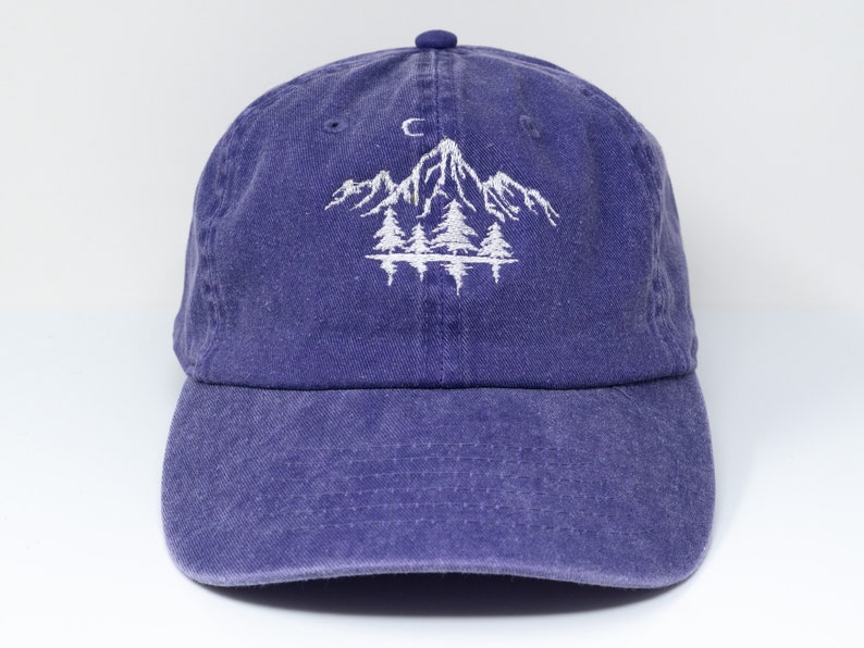 Mountain Forest Embroidered Baseball Cap Curved Brim Sun Hat Summer Shade Cap Purple