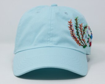 Hand Embroidered Baseball Cap, Unique Embroidery Flower Hat  display picture 3