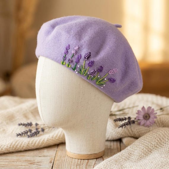 100% Wool Beret Hat, Handmade Winter French Cap Hand  display picture 1