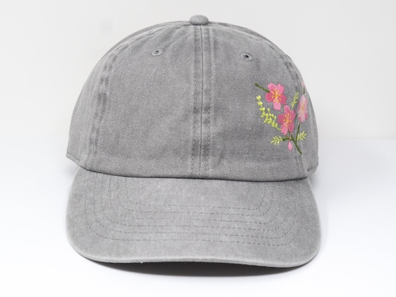 Flower Embroidered Cherry Blossom Sakura Baseball Cap