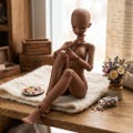 3D Printed PLA BJD Girl Ball Jointed Doll, 1\/4 42cm Assembled Unpainted No Make Up Doll