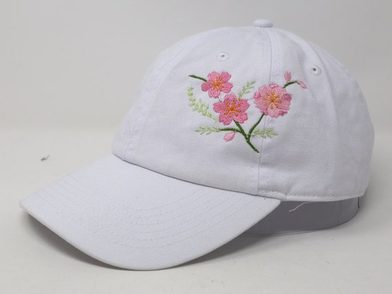 Flower Embroidered Cherry Blossom Sakura Baseball Cap Washed - Etsy