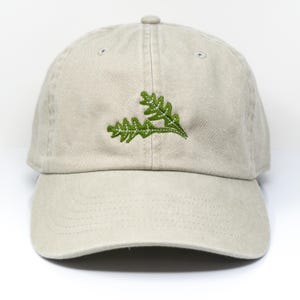 Arugula Embroidered Green Leaf Baseball Cap, Washed Cotton Curve Brim Summer Hat