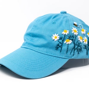 Feminine Daisy Flower Power Hand embroidered Blossom Bee Design On feminine-daisy-flower-power-hand-embroidered-blossom-bee-design-on