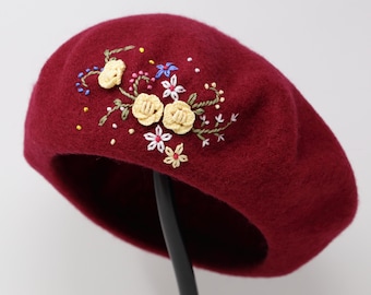 帽子 EMBROIDERY BIG BERET EMBROIDERY BIG BERET - Black – THE H.W.DOG&CO.