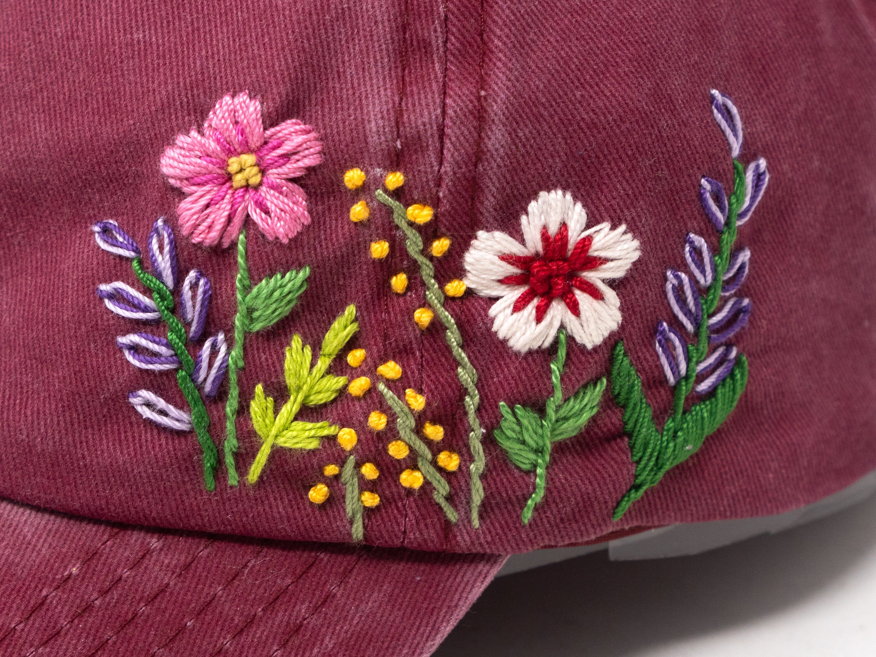 キャップ MARGARIN [MF X HEEARI] FLOWER WASHING BALL CAP 4BMM167 Wash Cotton Baseball Cap, Hand Embroidered Flower Hat, Mix