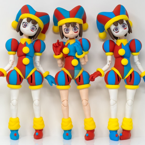 3D Printed BJD Pomni Amazing Digital Circus 1/6 Scale 28cm OOAK Doll Collection