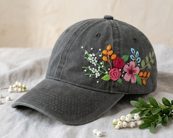 Floral Print Women\'s Baseball Cap - Gray with Multicolor Flowers Kangqifen Womens Baseball Cap Floral Pattern Mesh Trucker  main image 3