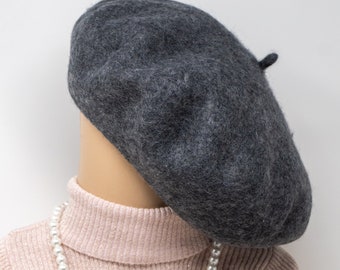 Vintage Boinas Elósegui Gray Wool Beret ELOSEGUI Pirineos Mottled Merino Wool Beret  main image 4