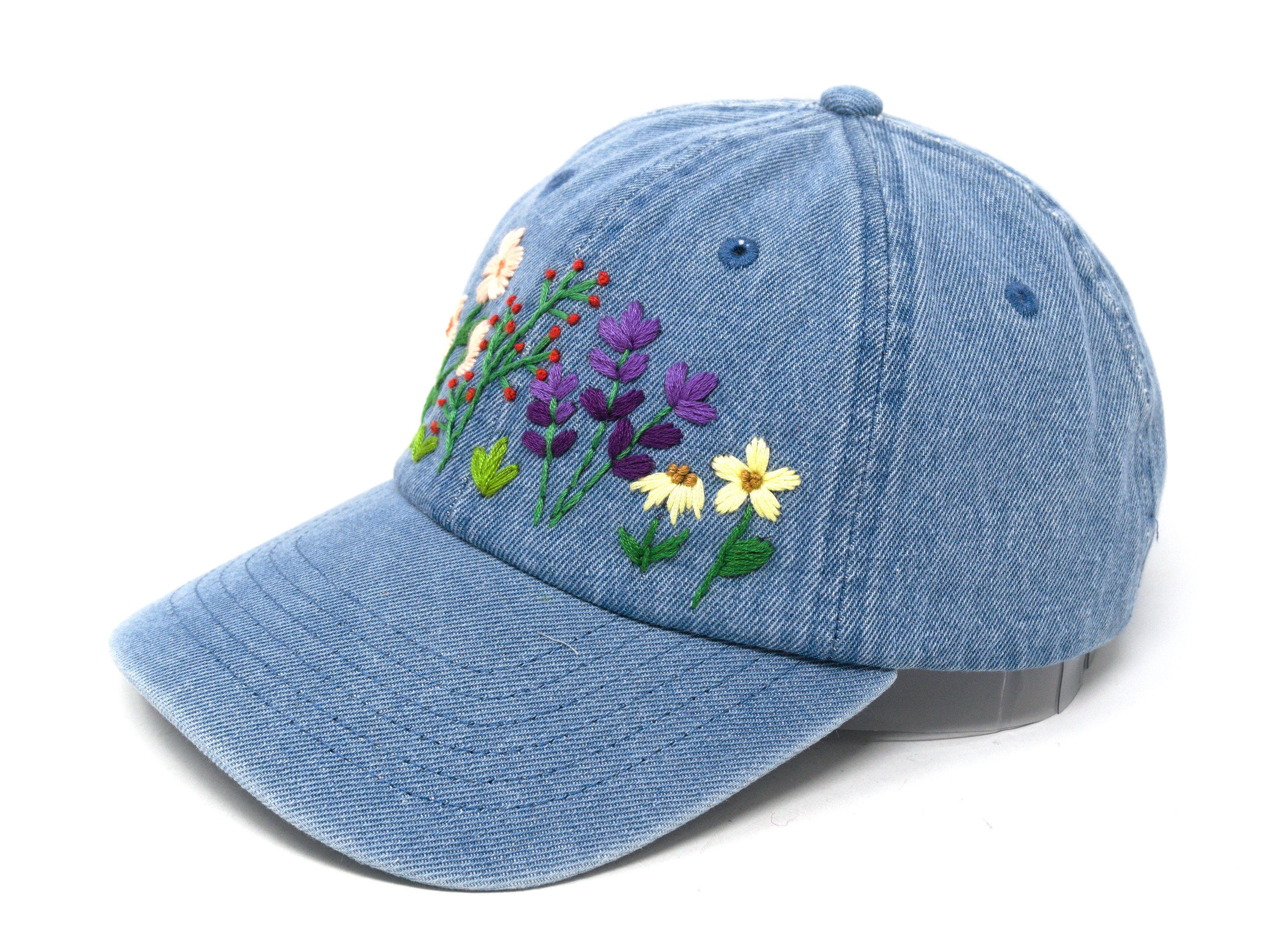Floral Denim Cap with Blue Accents Blue Floral Trucker Hat | Hobby Lobby | 2612398 main image 2