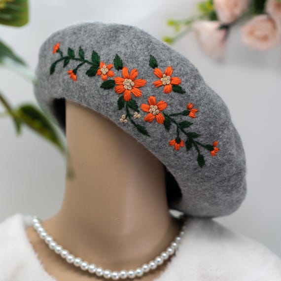 4236 Women\'s Beret, Floral Gray, One Size Fits Maitose™ Women main image 2