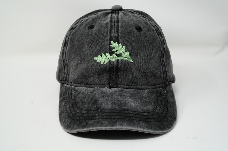 Arugula Embroidered Green Leaf Baseball Cap, Washed Cotton Curve Brim Summer Hat image 7