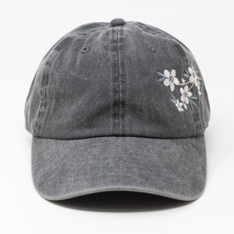 Flower Embroidered Baseball Cap with Seasonal Holiday Theme Color Palette , Washed Cotton Curve Brim Summer Hat image 3