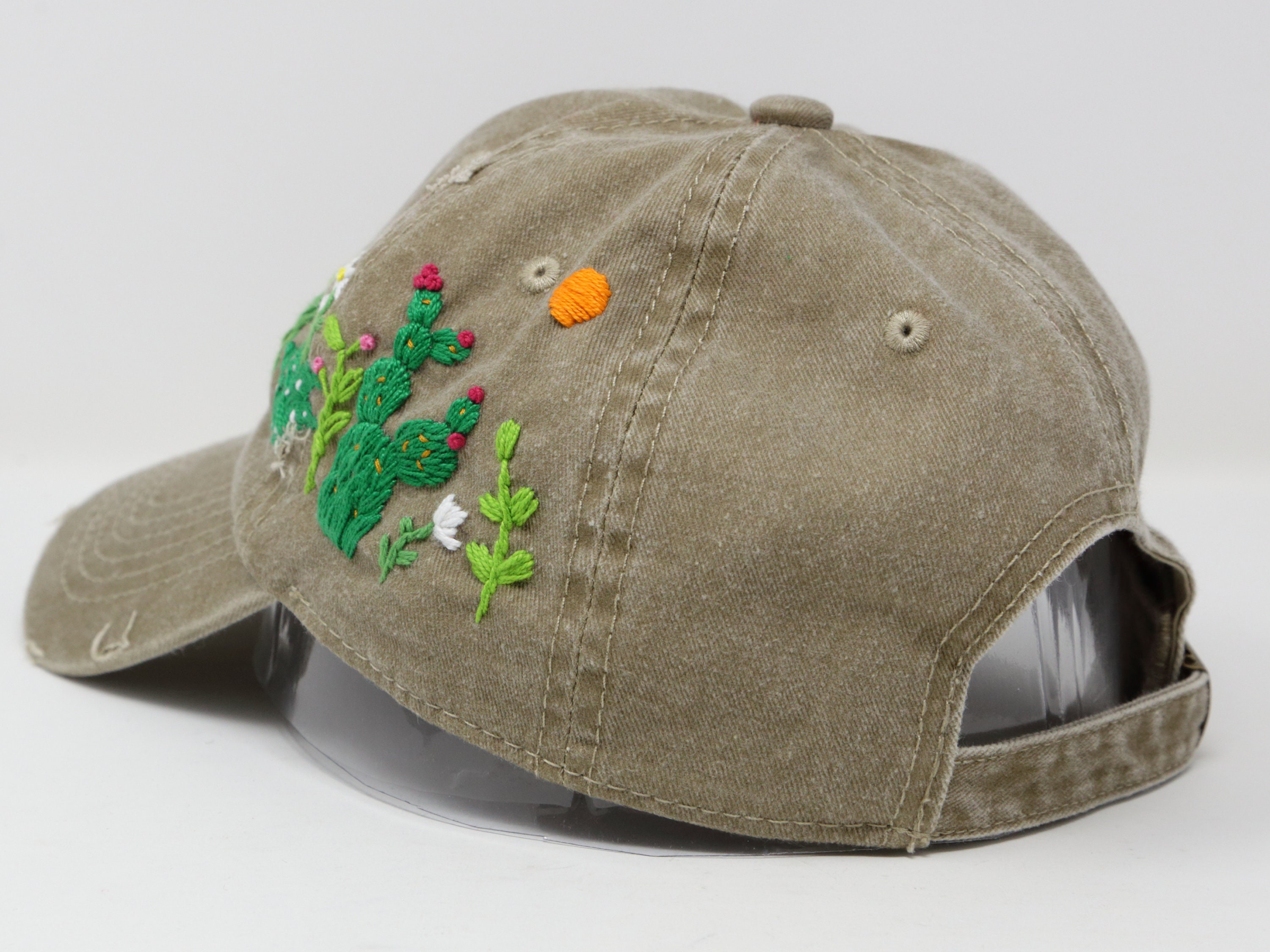 Cactus Embroidered Wash Cotton Ripped Baseball Cap Hand - Etsy