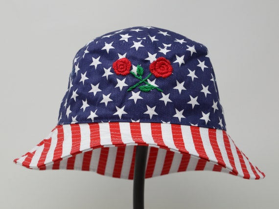 Washed Cotton American USA Flag Bucket Hat, Hand Embroidered Rose National  Flower Cap, Short Brim Patriotic Bucket Hat, July 4th Hat -  Canada