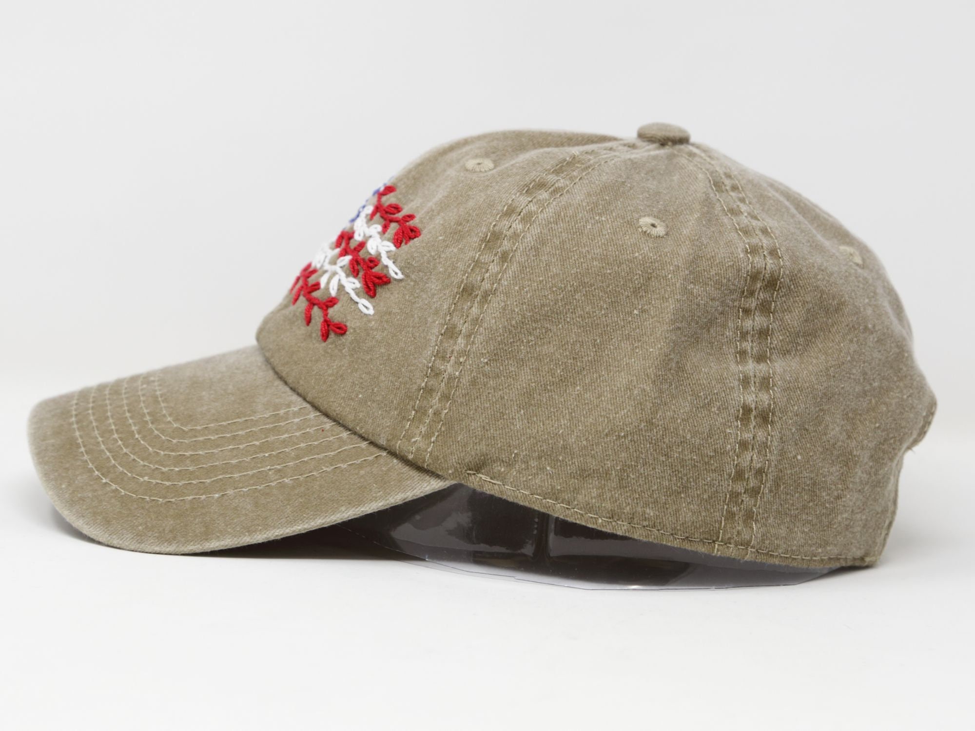 Hand Embroidered USA Flag Baseball Cap, Patriotic July 4th 
