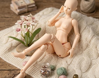 3D Printed PLA / Resin BJD Girl Ball Jointed Doll, 1/6 31cm Assembled Unpainted No Make Up Doll